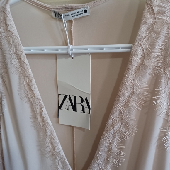 NWT Cream Zara maxi Lace Dress Slightly Sheer Boho Soft Girl Angelic Fairycore - Picture 3 of 11